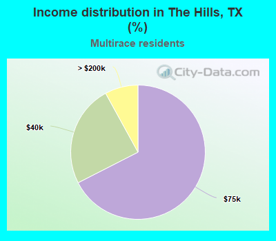Income distribution in The Hills, TX (%)