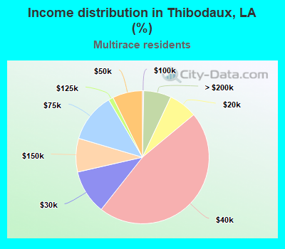 Income distribution in Thibodaux, LA (%)