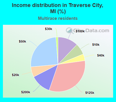 Income distribution in Traverse City, MI (%)