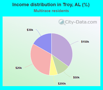 Income distribution in Troy, AL (%)