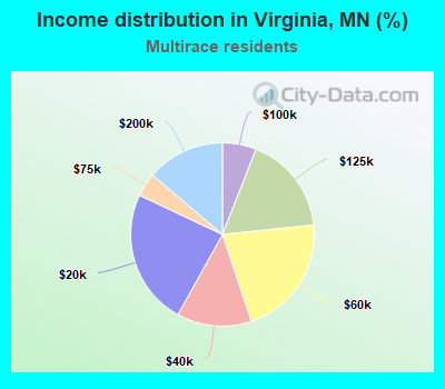 Income distribution in Virginia, MN (%)