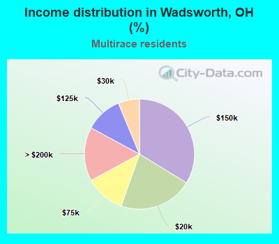 Income distribution in Wadsworth, OH (%)