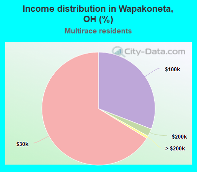 Income distribution in Wapakoneta, OH (%)