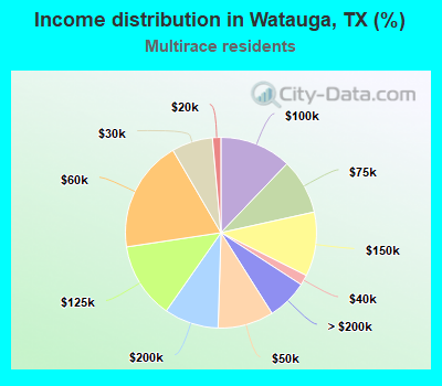 Income distribution in Watauga, TX (%)