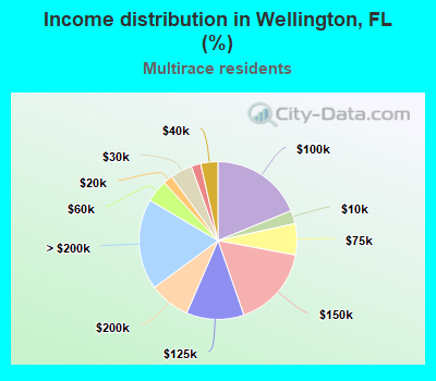 Income distribution in Wellington, FL (%)