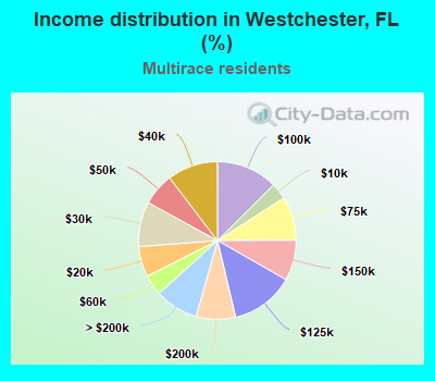 Income distribution in Westchester, FL (%)