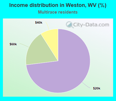 Income distribution in Weston, WV (%)