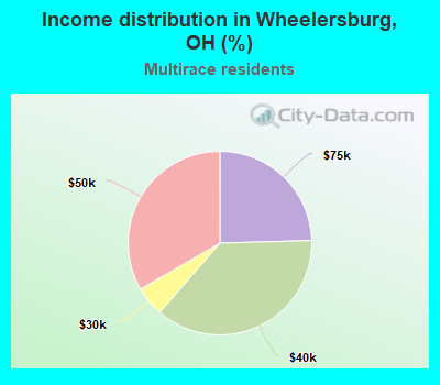 Income distribution in Wheelersburg, OH (%)