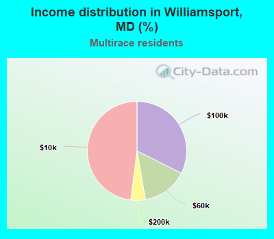 Income distribution in Williamsport, MD (%)