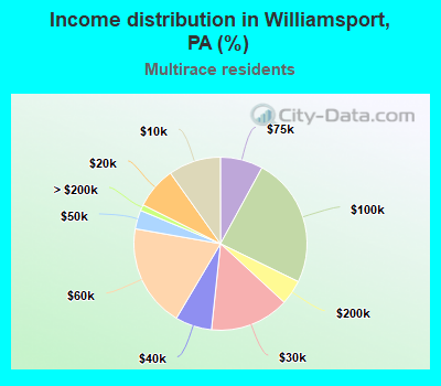 Income distribution in Williamsport, PA (%)