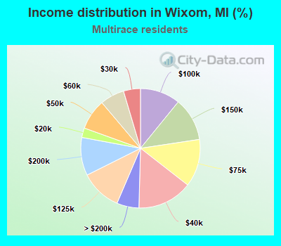 Income distribution in Wixom, MI (%)