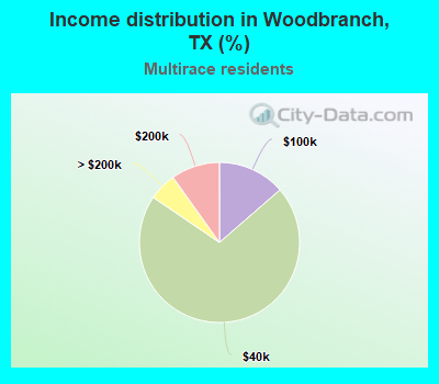 Income distribution in Woodbranch, TX (%)