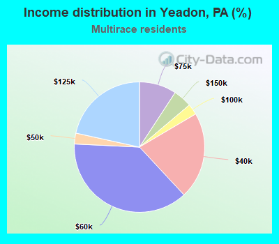 Income distribution in Yeadon, PA (%)