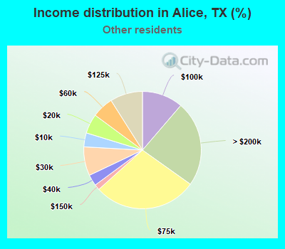 Income distribution in Alice, TX (%)