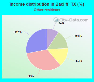 Income distribution in Bacliff, TX (%)