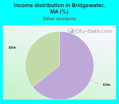 Income distribution in Bridgewater, MA (%)
