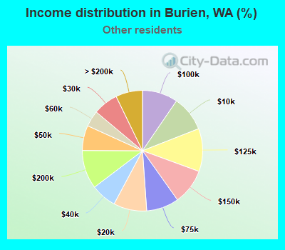 Income distribution in Burien, WA (%)