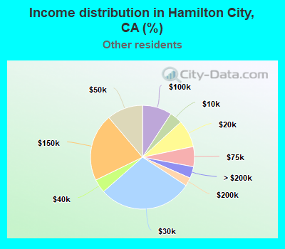 Income distribution in Hamilton City, CA (%)