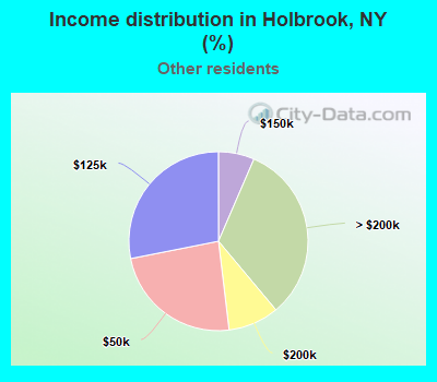 Income distribution in Holbrook, NY (%)