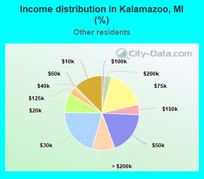Income distribution in Kalamazoo, MI (%)