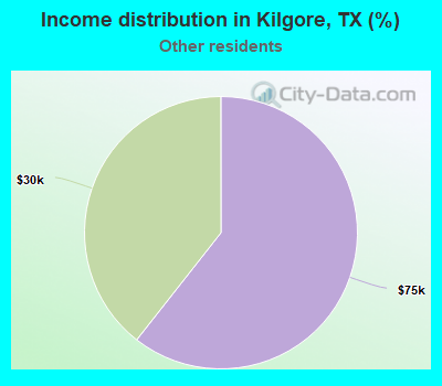 Income distribution in Kilgore, TX (%)
