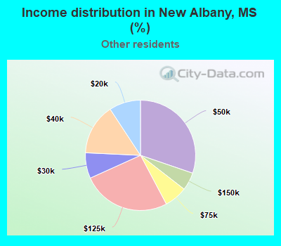 Income distribution in New Albany, MS (%)