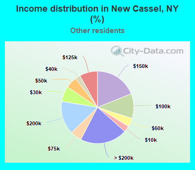 Income distribution in New Cassel, NY (%)