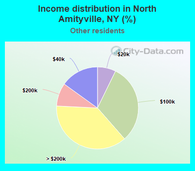 Income distribution in North Amityville, NY (%)