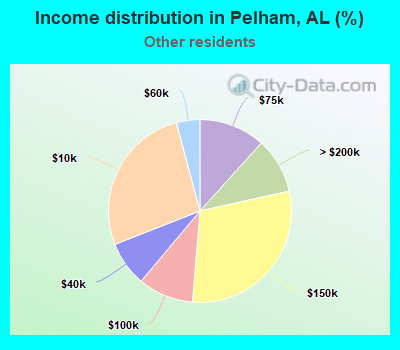 Income distribution in Pelham, AL (%)