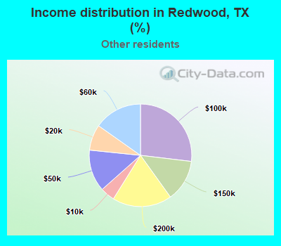 Income distribution in Redwood, TX (%)