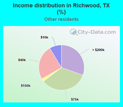 Income distribution in Richwood, TX (%)