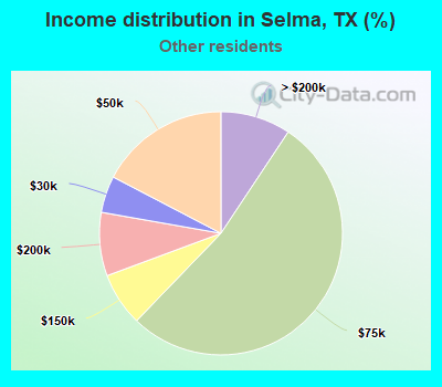 Income distribution in Selma, TX (%)