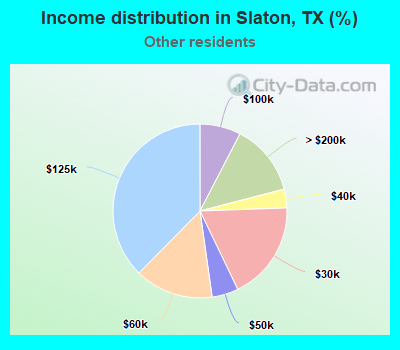 Income distribution in Slaton, TX (%)