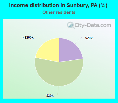 Income distribution in Sunbury, PA (%)