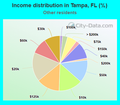 Income distribution in Tampa, FL (%)
