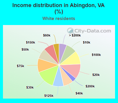 Income distribution in Abingdon, VA (%)