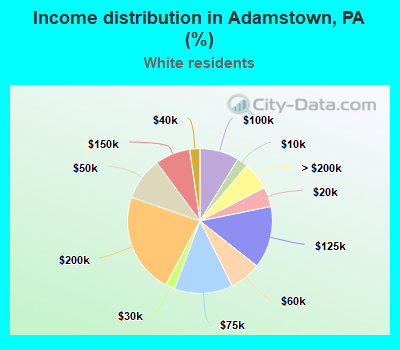Income distribution in Adamstown, PA (%)