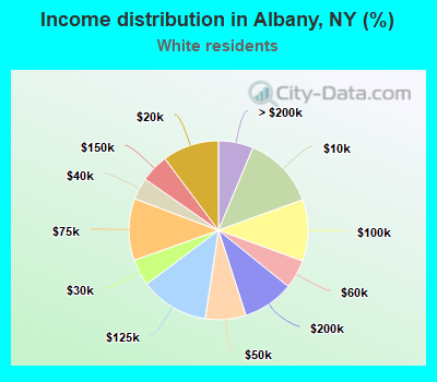Income distribution in Albany, NY (%)