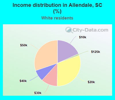 Income distribution in Allendale, SC (%)