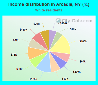 Income distribution in Arcadia, NY (%)