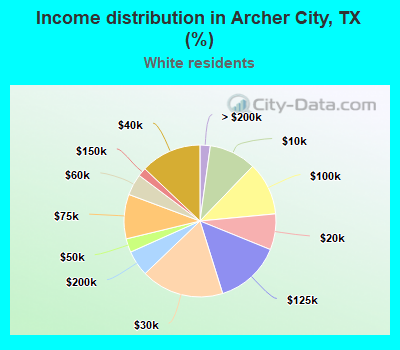 Income distribution in Archer City, TX (%)