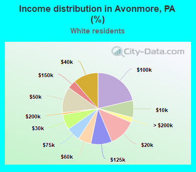 Income distribution in Avonmore, PA (%)