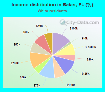 Income distribution in Baker, FL (%)
