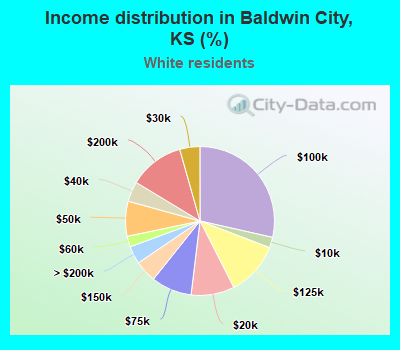 Income distribution in Baldwin City, KS (%)