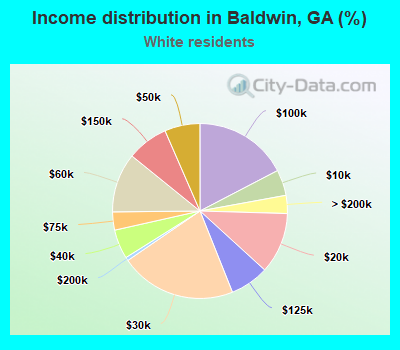 Income distribution in Baldwin, GA (%)