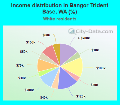 Income distribution in Bangor Trident Base, WA (%)