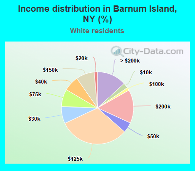 Income distribution in Barnum Island, NY (%)