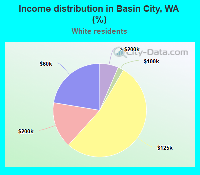 Income distribution in Basin City, WA (%)