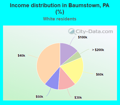 Income distribution in Baumstown, PA (%)