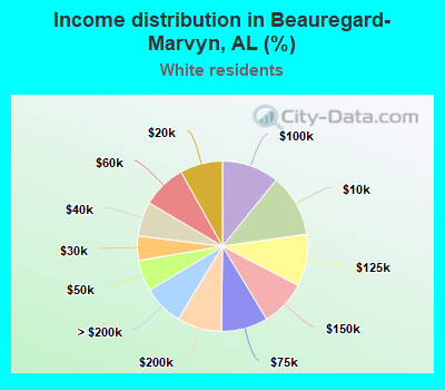 Income distribution in Beauregard-Marvyn, AL (%)